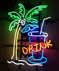 Real Glass Neon Sign Drink Metal Frame 42x32 Cm Decorative Light Dope Vibe For Beer Bar Pub Garage Room Home Decor