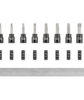 3/8 Inch Drive Torx Impact Bit Socket Set With Rail, 10 Piece T20 Through T60, Precise Torx Geometry And Two Piece Design