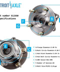 AWD Rear Wheel Bearing Hubs Kit For 2007-2012 Mazda CX-7 With 2 Rear Hubs And 2 Sway Bar End Links specifications diagram
