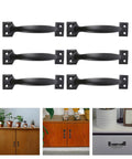 Six Inch Black Arch Cabinet Handles Set Of Six Vintage Iron Drawer Pulls displayed above cabinet examples