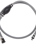 Pre 1998 Mercury And Mariner Outboard Fuel Line Kit With 3/8 Inch Hose, Tank And Engine Fittings, EPA Compliant, 6 Ft, Sprayless Connector, Primer Bulb Included, Easy Connect Hose Assembly showing full hose and fittings