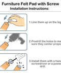 Installation instructions for Heavy Duty White Nylon Furniture Sliders Nail On Chair Leg Protectors Floor Glide Pads With Bulletproof Grip.