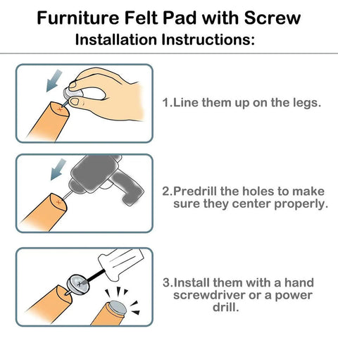 Installation instructions for Heavy Duty White Nylon Furniture Sliders Nail On Chair Leg Protectors Floor Glide Pads With Bulletproof Grip.