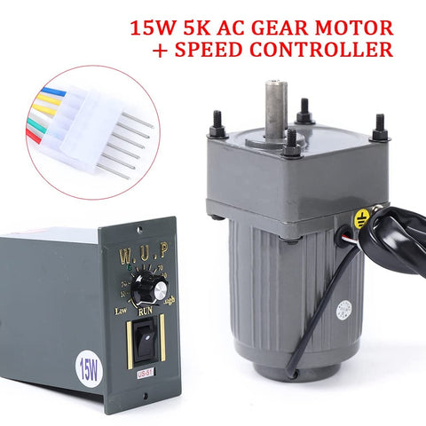 110V 15W Adjustable Single Phase Gear Motor With 0-270 RPM Variable Speed Controller And 1 to 5 Reduction Gearbox kit