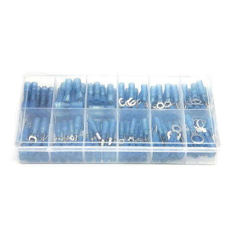 180 Piece Spade Terminals Kit With Insulated Crimp Connectors Heat Shrink Butt Ring Marine Automotive Wire Lugs plastic organizer