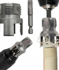 Heavy Duty 4-in-1 Water Pipe Threader Kit, showing dies and bits for PVC and metal plumbing, durable steel construction.