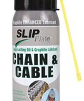 Graphite Chain And Cable Lubricant 12 Oz for noise reduction and friction control, shown in aerosol can with yellow straw