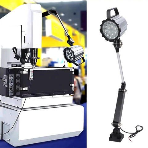 Flex Arm Led Shop Light 24V 18W for Wood Lathe and Drill Press with gooseneck design and aluminum construction.