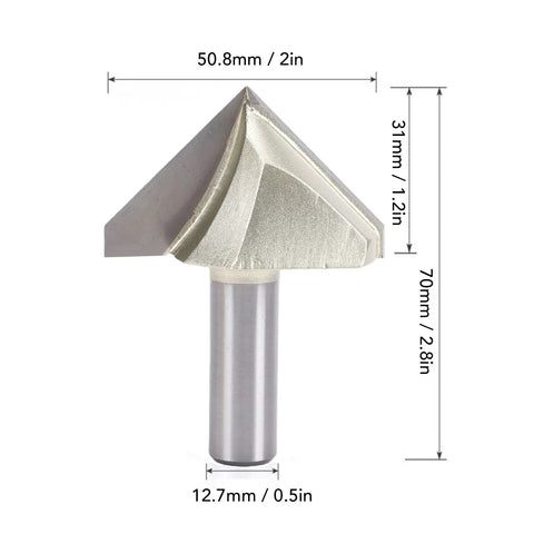 Top Tier Senecesli 90 Degree V Groove Router Bit With One Half Inch Shank And One Point Five Inch Cutting Diameter for precision milling