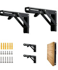 Heavy Duty Folding Shelf Bracket Six Inch Wall Mounted Collapsible Workbench Support with screws and wood plank.