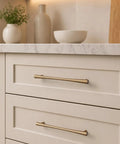 Antique Brass Cabinet Pulls Set, 7.56 Inch Hole Center Zinc Alloy Fluted Drawer Handles on kitchen drawers