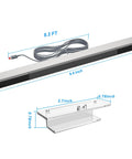 Wired Sensor Bar For Wii And Wii U Replacement with Precise Infrared Tracking and 8.2 ft cable, shown with dimensions