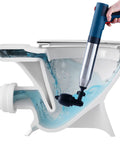 5 In 1 High Pressure Air Drain Blaster Plunger Kit For Toilet Sink Bathtub Shower And Floor Drains clearing a toilet clog.