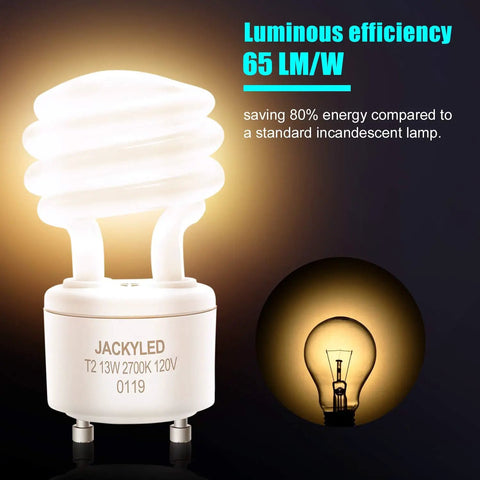 UL Listed 13W GU24 CFL Light Bulbs 2700K Warm White T2 Spiral With GU24 Base 2 Prong Energy Efficient Indoor Lighting