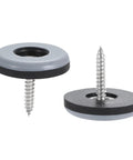 No Sweat Screw In Chair Leg Protectors And Table Glides Floor Savers With PTFE Non Scratch Bottom Heavy Duty Furniture Slider Pads 24 Pack showing gray and black heavy-duty glides with screws.