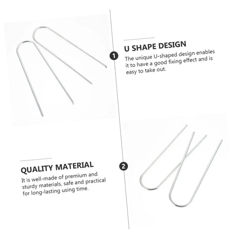 Image of Heavy Duty Galvanized U Shaped Ground Stakes Pack Of 50 For Garden Membranes And Outdoor Fixes Durable Nails With Beveled Ends.