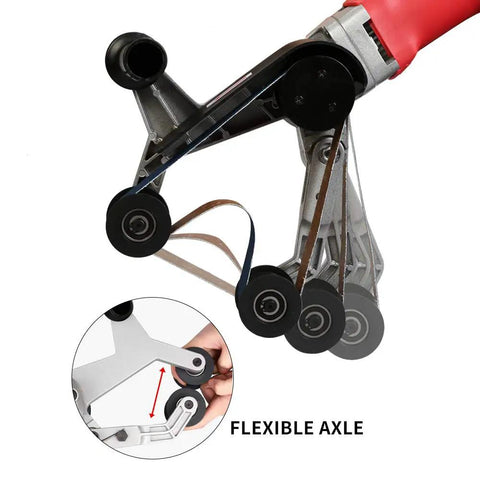 Pro Grade Stainless Steel Pipe Belt Sander Polisher With 110V 800W Power Variable Speed Includes Alumina Oxide Belts And Silicon Carbide Wheel Pole Burnishing Machine For Metal Wood Plastic Finishing And Reconditioning showing flexible axle feature
