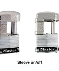 4 Pack Keyed Alike Trailer And Multi Purpose Padlocks With 8 Keys 37KA4 Outdoor Weather Resistant Lock Set sleeve on off view