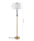 Bold Brass Gold And Blue Midcentury Ceramic Floor Lamp With Hand Painted Porcelain And White Linen Shade Coastal Classic Style LED Bulb Included For Effortless Bright Ambience