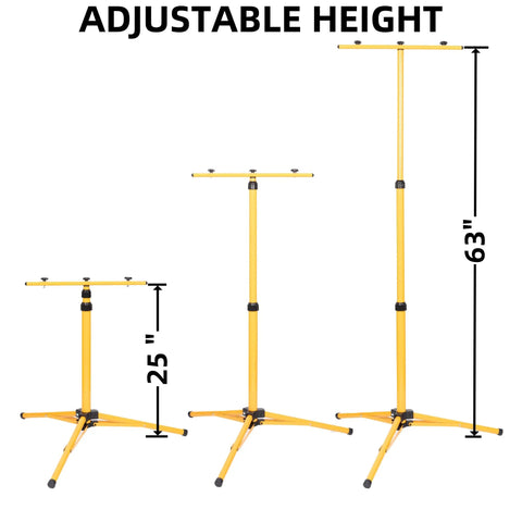 Adjustable Foldable Metal Tripod Archery Target Stand heights from 25 to 63 inches for backyard and shooting range use.