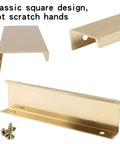 Hidden Cabinet Pulls 12 Pack 4.72 Inch Brushed Brass Aluminum Back Mount Finger Edge Pulls Concealed Cabinet Handles