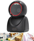 Desktop USB Barcode Scanner with Omnidirectional Reader and Auto Sensing for Fast Checkout in Supermarkets and Bookstores, front view.