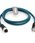 8 Pin M12 Female To RJ45 Ethernet Cable Cat 6A High Flex Waterproof Industrial Networking Cable coiled on white background