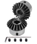 Beefed Up Bevel Gear Set Two Piece Two Module 20 Teeth 14mm Bore Heavy Duty 45 Steel Durable Tapered Bevel Pinions For 90 Degree Torque Transfer In Machinery And Hardware