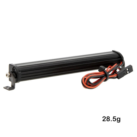 Racing RC Car Roof Light Bar Kit 95mm LED Beads for 1/10 and 1/8 Scale Crawlers Upgrades, side view with wiring and bracket