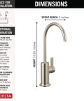 Heavy Duty Stainless Steel Water Dispenser Faucet Built Tough For Reverse Osmosis Systems Featuring Rust Resistant Finish and dimensions shown