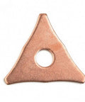 Copper plated triangular pad from Copper Plated Welding Washer Pads Set For Auto Sheet Metal, 50 Mixed Pads In Triangular And Star Shapes.
