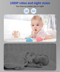 1080P FHD Indoor WiFi Security Camera 2 Pack With Night Vision Two Way Audio And Motion Alerts showing baby in day and night view