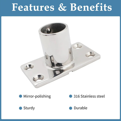 316 Stainless Steel Rectangular 90 Degree Boat Hand Rail Base Marine Hardware Built Tough Saltwater Ready