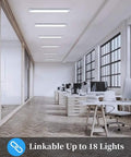 Bright 5000K LED Ceiling Light Fixture IP66 Waterproof 4ft Plug In Tube Light illuminating modern office space