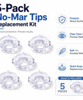 Heavy Duty 16 Gauge Angled Finish Nailer No Mar Rubber Tip Replacement Set Five Piece kit showing clear soft rubber tips.