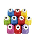 10 Piece Hole Punch Craft Set With Colorful Scrapbooking Shapes Including Snowflakes Hearts Crowns Four Leaf Clover Stars Candy Rabbits Tulips