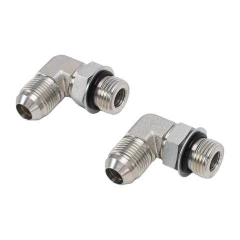 Solid 2 Pack 1/4 Inch 37 Degree Flare To SAE Orb Hydraulic Fitting Adapter, 90-degree steel elbow