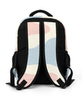 Back view of Two-Tone Abstract Print Backpack For Everyone, Large Capacity Unisex Daypack with breathable straps, polyester material
