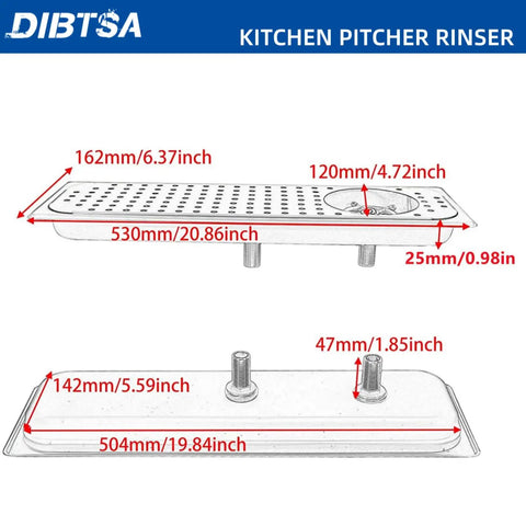 Glass Rinser For Espresso Bar Matte Black Stainless Steel Sink Rinse Station dimensions diagram