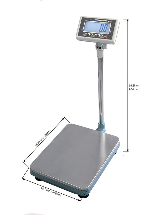 Heavy Duty Commercial Platform Scale With Lb Kg Switchable Dial, Ntep Legal For Trade, 500 Lb Capacity with stainless steel pan.