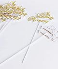 Pack Of 36 White Floral Sympathy Picks In Loving Memory With Gold Trim For Memorial Day Funeral Cemetery Florals 12 Inch Long Plastic Stems