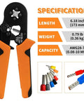 Top Notch Square Ferrule Crimper Kit With 2000 Wire Connectors AWG 28-7 Heavy Duty Connector Tool For Electrician Pros Doing Wiring Jobs Fast And Reliable. Black and orange ferrule crimper for AWG 28-7 copper connectors, 173 mm