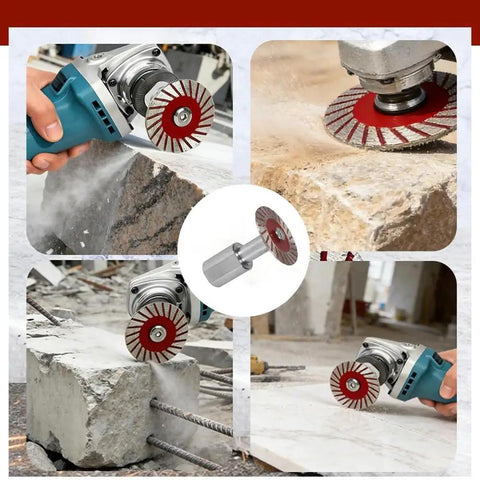 Badass Heavy Duty Precision Setup With Ultra Thin Diamond Saw Blades And Swappable M14 Threaded Shaft handling marble in action.