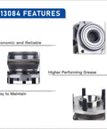 Heavy Duty Wheel Hub Bearing Assembly Ready To Roll For Jeep Cherokee Wrangler Grand Cherokee TJ Comanche Wagoneer 1990 Through 1998 With Smooth Spin Tight Fit And Durable Sealed Bearings For Reliable Street And Trail Performance shown with features like higher performing grease and easy maintenance.