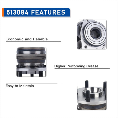 Heavy Duty Wheel Hub Bearing Assembly Ready To Roll For Jeep Cherokee Wrangler Grand Cherokee TJ Comanche Wagoneer 1990 Through 1998 With Smooth Spin Tight Fit And Durable Sealed Bearings For Reliable Street And Trail Performance shown with features like higher performing grease and easy maintenance.