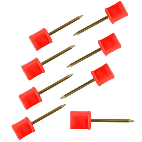 20Pack Archery Target Pins Heavy Duty Manganese Steel Nails With Plastic Heads, Red, side view arrangement