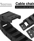 Heavy Duty Semi Enclosed Drag Chain Cable Carrier for CNC Machines, Black Plastic, Inner Side Openable