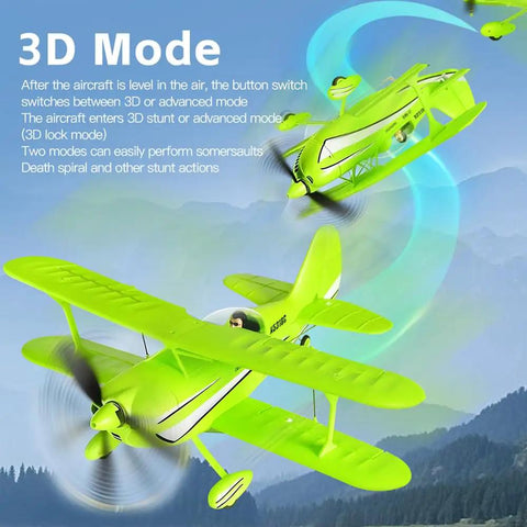 Classic Warbird RC Biplane For Adults And Beginners, 4CH 2.4G Remote, Brushless Motor performing stunts in 3D mode