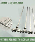 3mm Stainless Steel Positioning Jig And Cutting Guide For Precision Woodworking Metalworking And Polystyrene Projects With Accurate Measuring And Straight Cuts Built To Last And Rock Solid displayed with circular saw compatibility.