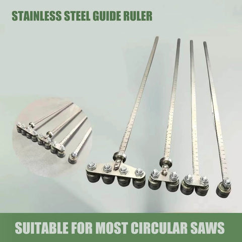 3mm Stainless Steel Positioning Jig And Cutting Guide For Precision Woodworking Metalworking And Polystyrene Projects With Accurate Measuring And Straight Cuts Built To Last And Rock Solid displayed with circular saw compatibility.